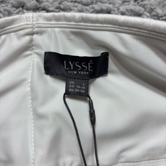 Lysse Pants Womens Large White Knit Denim Flare Bell Bottoms Stretch High Waist - Picture 3 of 5